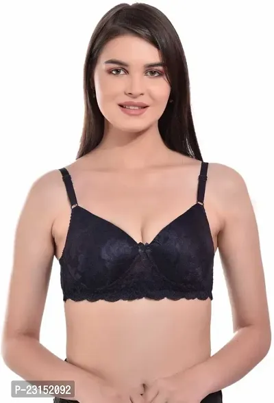 Blue Net Seamless Full Coverage Padded Women T-Shirt Bra