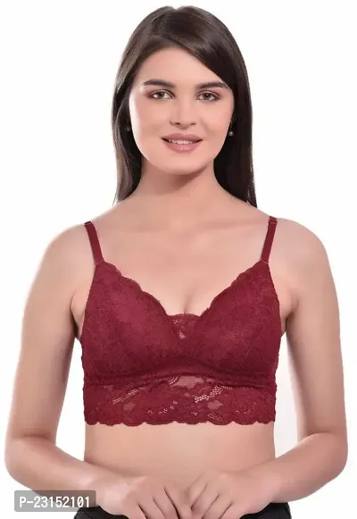 Maroon Lace Seamless Full Coverage Padded Women Bra