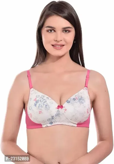 Pink Net Seamless Full Coverage Padded Women Bra