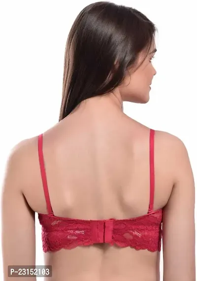 Red Lace Seamless Full Coverage Padded Women Bra-thumb2