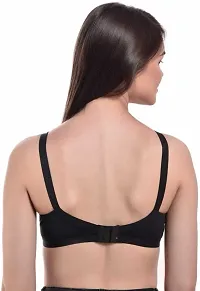 Black Cotton Blend Seamless Full Coverage Non Padded Women T-Shirt Bra-thumb1