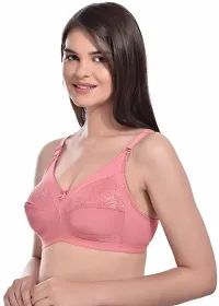 Pink Cotton Blend Seamless Full Coverage Non Padded Women T-Shirt Bra-thumb2