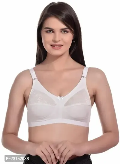 White Cotton Blend Seamless Full Coverage Non Padded Women T-Shirt Bra