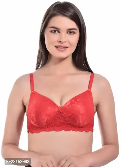 Red Net Seamless Full Coverage Padded Women T-Shirt Bra