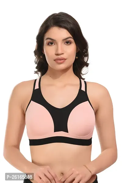 404 peach-non padded full coverage sports bra