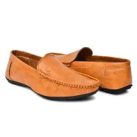 Arceus Shose Men's Leather Formal Shoes Casual Slip-on Moccasin Casual Men Loafers Shoes Light Tan-thumb1