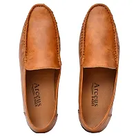 Arceus Shose Men's Leather Formal Shoes Casual Slip-on Moccasin Casual Men Loafers Shoes Dark Tan-thumb3