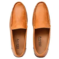 Arceus Shose Men's Leather Formal Shoes Casual Slip-on Moccasin Casual Men Loafers Shoes Light Tan-thumb3