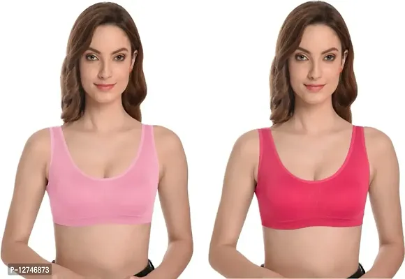 Buy Krisha Creation Women's 95% Cotton and 5% Spendex, Non-Padded,  Non-Wired Air Sports Bra (Pack of 2) Online In India At Discounted Prices