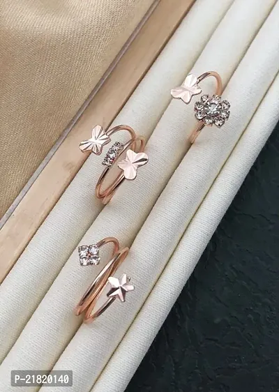 Womens American Diamond Rings Wedding Ring - Rose Gold  Pack 3-thumb0