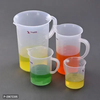 TRUEKIT Transparent Plastic Measuring Jug with Graduation Marks 250ml 500ml 1000ml 2000ml Pack of 4