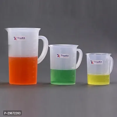 TRUEKIT Transparent Plastic Measuring Jug with Graduation Marks 250ml 500ml 1000ml Pack of 3