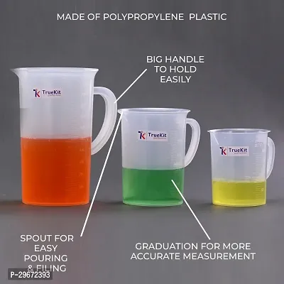 TRUEKIT Transparent Plastic Measuring Jug with Graduation Marks 250ml 500ml 1000ml Pack of 3-thumb2