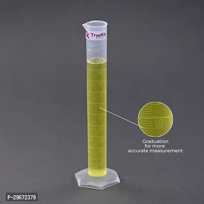 The TRUEKIT Transparent Plastic Measuring Cylinders is a pack of four cylinders each with a capacity of 100ml These cylinders are designed with clear graduation marks for precise measurements making them ideal for laboratory and kitchen use Made from durable transparent plastic they offer both accuracy and long lasting reliability-thumb3