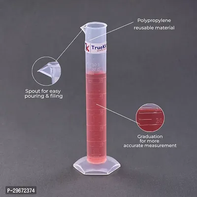 The TRUEKIT Transparent Plastic Measuring Cylinders 50 ML are versatile tools designed for measuring both solids and liquids with precision Featuring graduation marks for accurate readings each cylinder can hold up to 50ml This pack of 4 cylinders provides convenience for various applications from scientific experiments to educational activities-thumb3