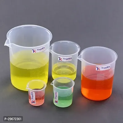 TRUEKIT Transparent Plastic Measuring Beaker with Graduation Marks Pack of 5 50ml 100ml 250ml 500ml 1000ml