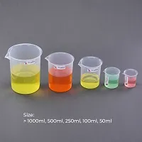 TRUEKIT Transparent Plastic Measuring Beaker with Graduation Marks Pack of 5 50ml 100ml 250ml 500ml 1000ml-thumb1