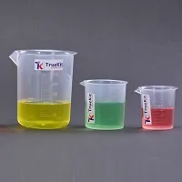 TRUEKIT Transparent Plastic Measuring Beaker with Graduation Marks Pack of 3 50ml 100ml 250ml-thumb1