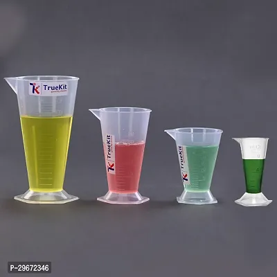 TRUEKIT Transparent Plastic Measuring Beaker Cup Conical Measure with Graduation Marks 12ml 25ml 50ml 125ml