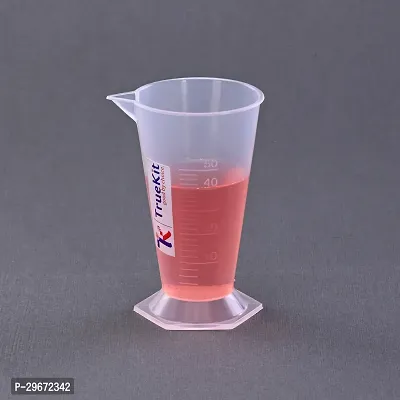 TRUEKIT Transparent Plastic Measuring Beaker Cup Conical Measure with Graduation Marks 50ml Pack of 4