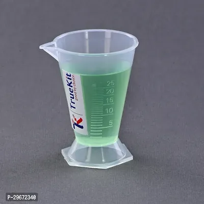 TRUEKIT Transparent Plastic Measuring Beaker Cup Conical Measure with Graduation Marks 25ml Pack of 4