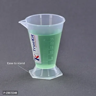 TRUEKIT Transparent Plastic Measuring Beaker Cup Conical Measure with Graduation Marks 25ml Pack of 4-thumb5