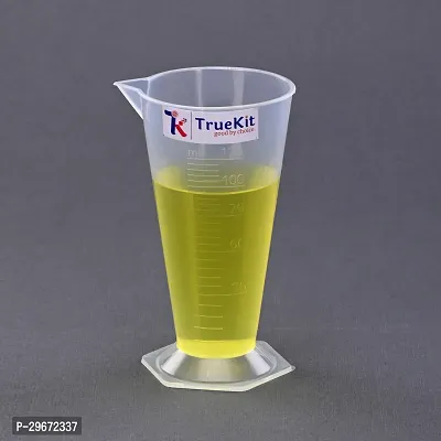 TRUEKIT Transparent Plastic Measuring Beaker Cup Conical Measure with Graduation Marks 125ml Pack of 4