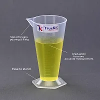 TRUEKIT Transparent Plastic Measuring Beaker Cup Conical Measure with Graduation Marks 125ml Pack of 4-thumb2