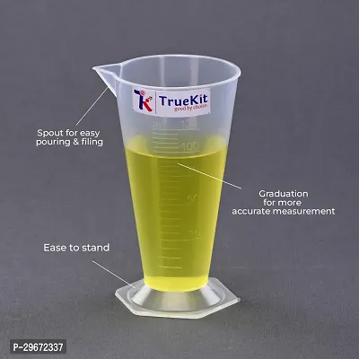 TRUEKIT Transparent Plastic Measuring Beaker Cup Conical Measure with Graduation Marks 125ml Pack of 4-thumb3