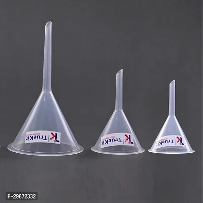 TRUEKIT Made Plastic Funnel Long Stem 62mm 75mm 100mm Pack of 3