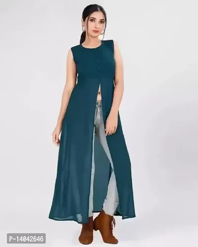 Latest Beautiful Crepe Front Slit Kurta for Women