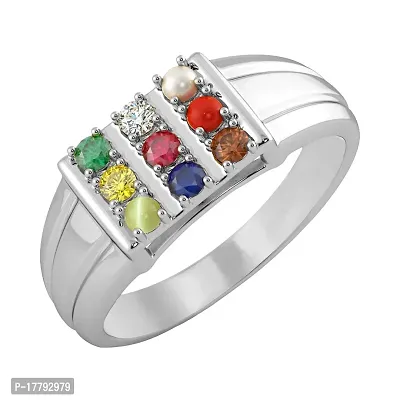 Navratan stone Finger Ring Natural Stone Navratan Silver Plated Ring For Men  women