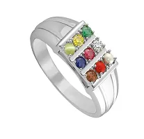 Navratan stone Finger Ring Natural Stone Navratan Silver Plated Ring For Men  women-thumb2