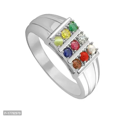 Navratan stone Finger Ring Natural Stone Navratan Silver Plated Ring For Men  women-thumb3