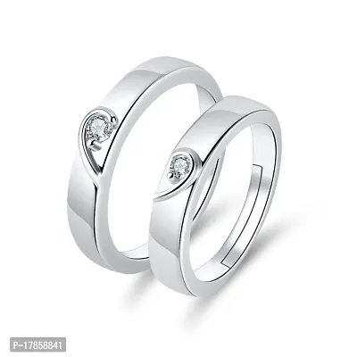 Beautiful American Diamond Couple silver plated Finger Ring For Lovely couple  - CEYLONMINE-thumb0