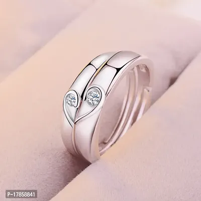 Beautiful American Diamond Couple silver plated Finger Ring For Lovely couple  - CEYLONMINE-thumb2