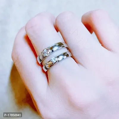 Beautiful American Diamond Couple silver plated Finger Ring For Lovely couple  - CEYLONMINE-thumb3