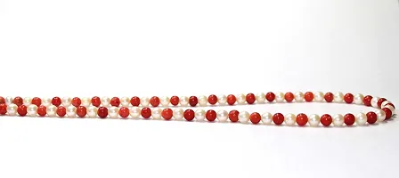 Natural Pearl and Coral (moonga) Beads mala For Unisex-thumb3