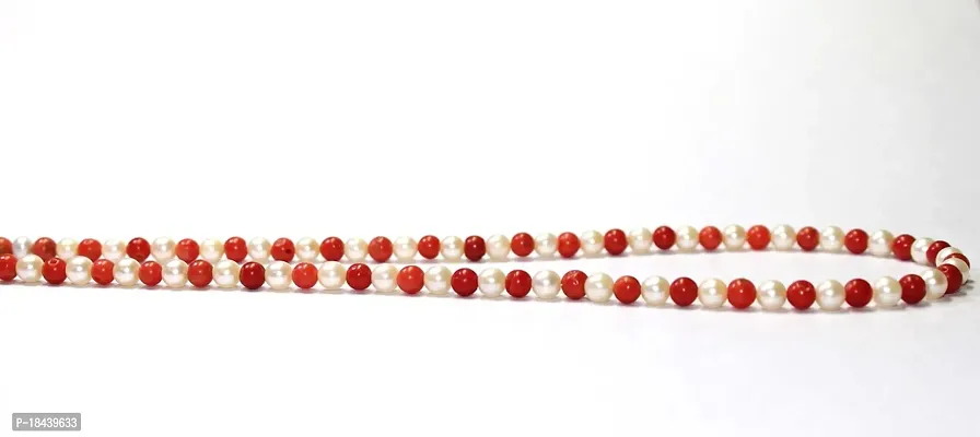 Natural Pearl and Coral (moonga) Beads mala For Unisex-thumb4