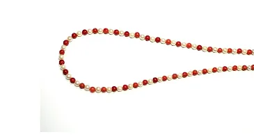 Natural Pearl and Coral (moonga) Beads mala For Unisex-thumb1