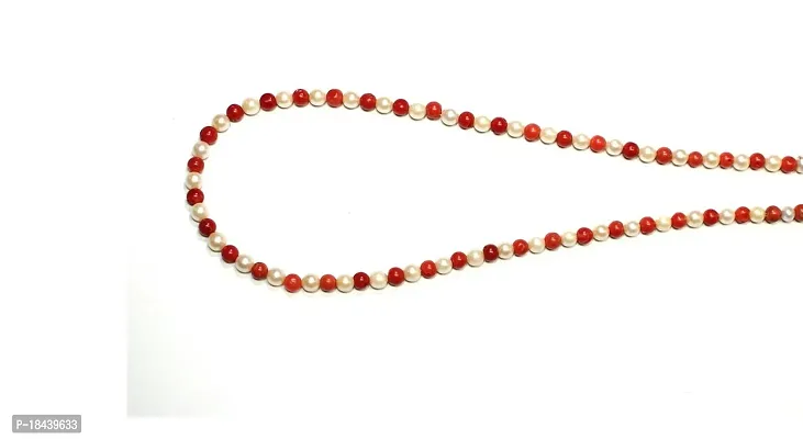 Natural Pearl and Coral (moonga) Beads mala For Unisex-thumb2