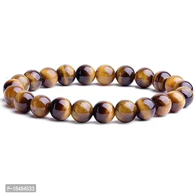 CEYLONMINE- Natural Tiger Eye Bracelet Good  Effective Stone Beads Bracelet For Unisex