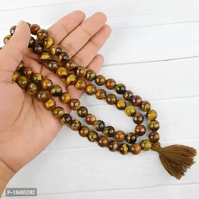 CEYLONMINE - Tiger Eye Stone Mala 108+1 Beads Japa Mala Natural  Effective Stone-thumb3