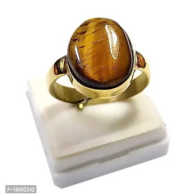 CEYLONMINE- Tiger Eye Stone Gold Plated Finger Ring | Good Quality  Effective Stone Ring For Unisex