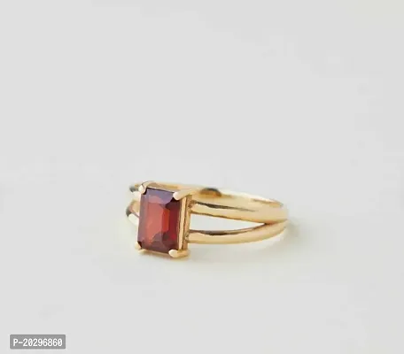 Natural Certified Hessonite (Gomed) Alloy Ring Brass Garnet Gold Plated Ring for men  women-thumb0