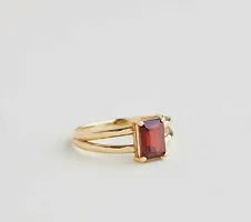 Natural Certified Hessonite (Gomed) Alloy Ring Brass Garnet Gold Plated Ring for men  women-thumb1