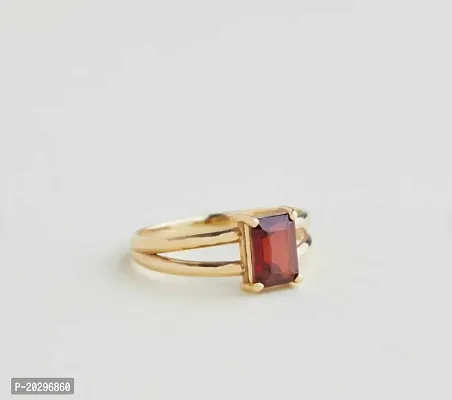 Natural Certified Hessonite (Gomed) Alloy Ring Brass Garnet Gold Plated Ring for men  women-thumb2