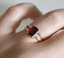 Natural Certified Hessonite (Gomed) Alloy Ring Brass Garnet Gold Plated Ring for men  women-thumb2