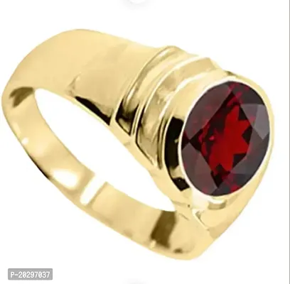 Natural Certified Hessonite (Gomed) Alloy Ring Brass Garnet Gold Plated Ring