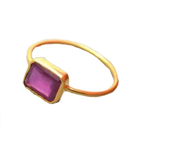 Ruby Manik Stone Silver Metal Adjustable Ring Metal Ruby Rhodium Plated Ring